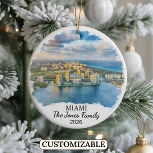 Personalised Miami Ornament, Custom Florida Ceramic Ornament