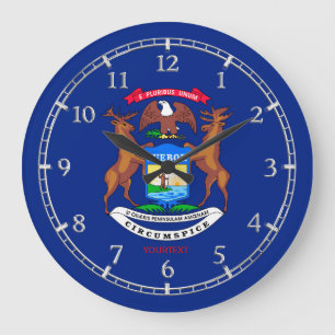 Personalised Michigan State Flag Design on Large Clock