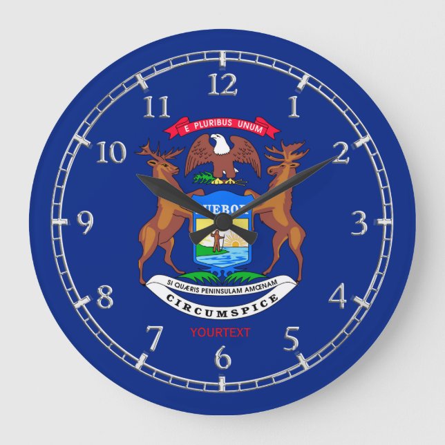 Personalised Michigan State Flag Design on Large Clock (Front)