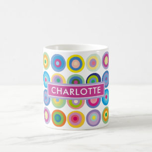 Personalised Mid Century Colourful Circles Pattern Coffee Mug