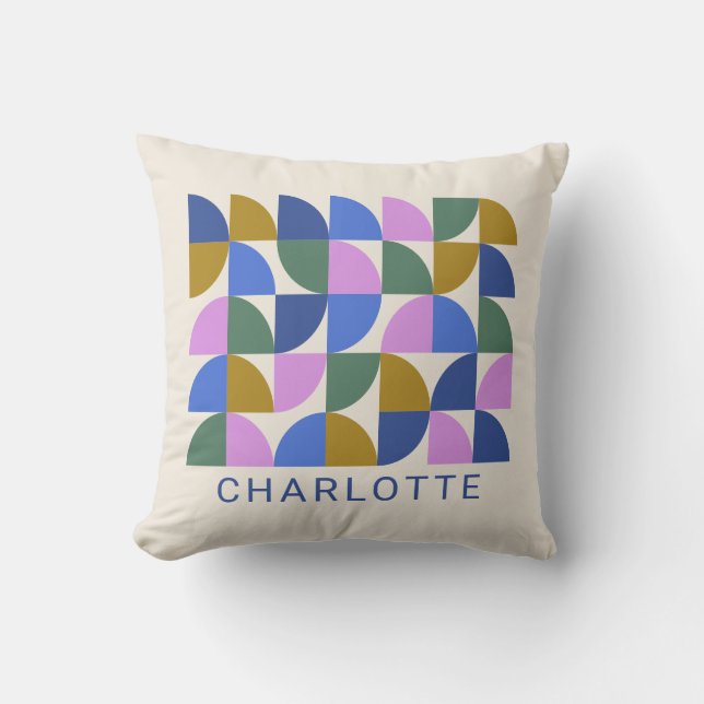 Personalised Mid-Century Modern Geometric Colourfu Cushion (Front)