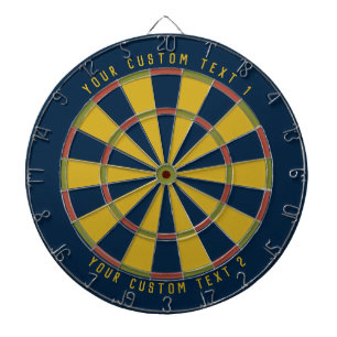 Personalised Mid-Century Mustard Green Red & Blue Dartboard