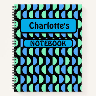 Personalised Mid Modern Blue Green Notebook