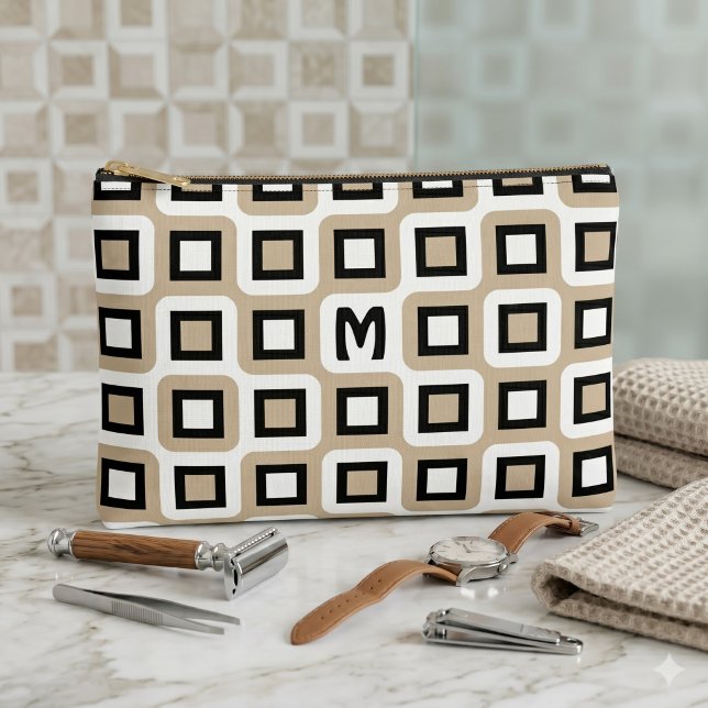 Personalised Midcentury Geometric Art Pattern Accessory Pouch (Creator Uploaded)