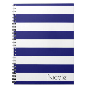 Personalised Midnight Blue Striped Notebook