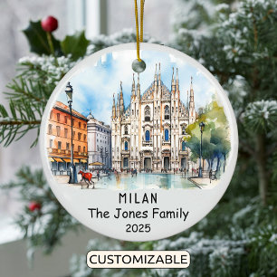Personalised Milan Ornament, Italy Ceramic Ornament