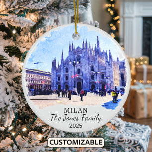 Personalised Milan Ornament, Italy Ceramic Ornament