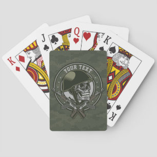 Personalised Military Camo Soldier Skull and Guns  Playing Cards
