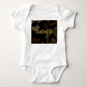 Personalised Military Camouflage Font Isabelle Baby Bodysuit