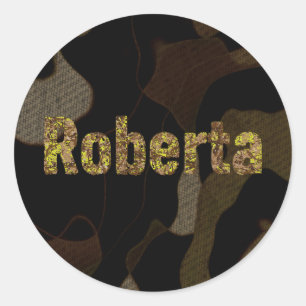 Personalised Military Camouflage Font Roberta Classic Round Sticker