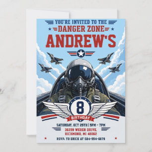 Personalised Military Fighter Pilot Birthday Invitation