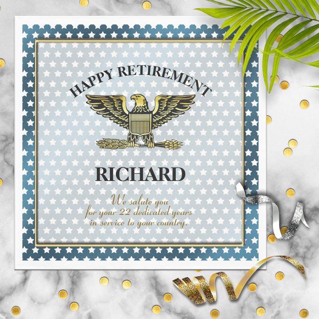 Personalised Military Retirement Party Napkin (Creator Uploaded)