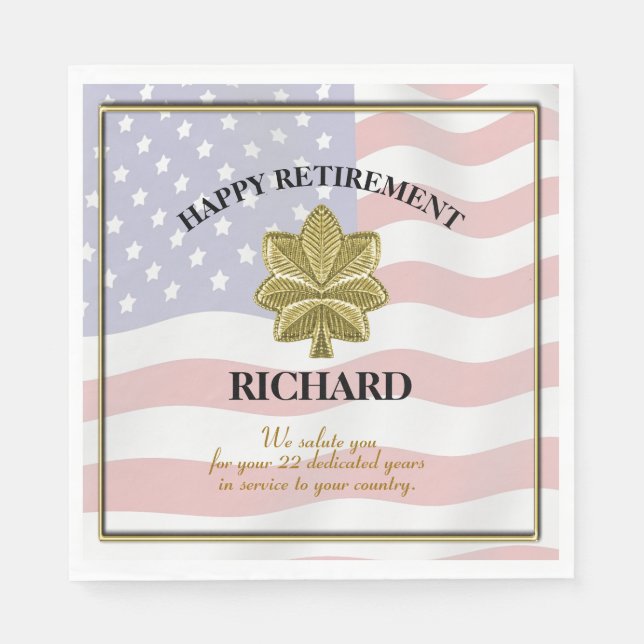 Personalised Military Retirement Party Napkin (Front)