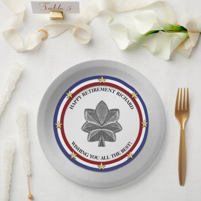 Personalised Military Retirement Party Paper Plate (Wedding)