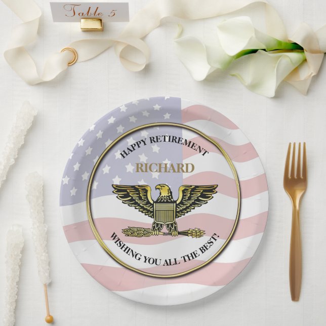 Personalised Military Retirement Party Paper Plate (Wedding)