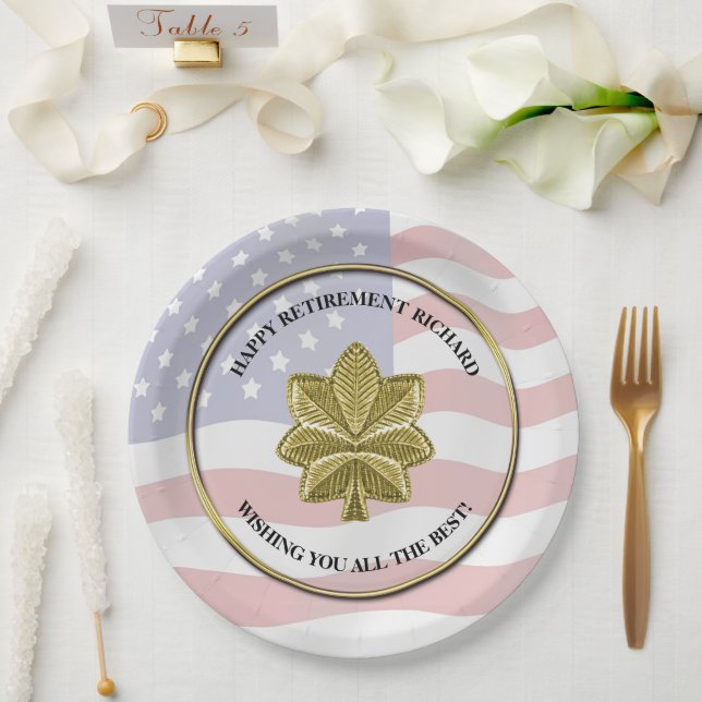 Personalised Military Retirement Party Paper Plate (Wedding)