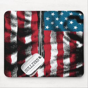 Personalised Military Soldier Dog Tag USA Flag Mouse Pad