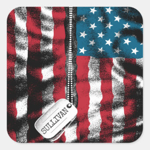 Personalised Military Soldier Dog Tags USA Flag
