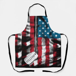 Personalised Military Soldier Dog Tags USA Flag  Apron