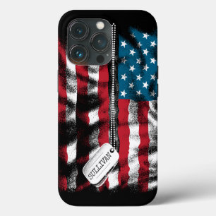 Personalised Military Soldier Dog Tags USA Flag iPhone 13 Pro Case
