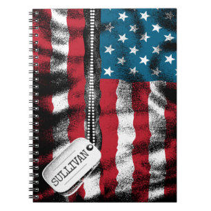 Personalised Military Soldier Dog Tags USA Flag  Notebook