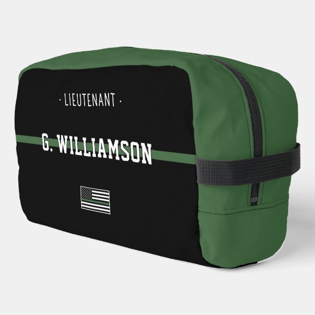 Personalised Military Thin Green Line Army Soldier Dopp Kit (Left Corner)