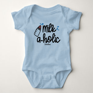 Personalised Milk aholic Boys Baby Bodysuit