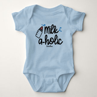 Personalised Milk aholic Boys Baby Bodysuit