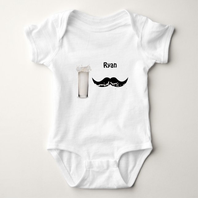 Personalised Milk Moustache Baby Bodysuit (Front)