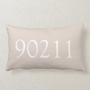 Personalised Millennial Blush Pink White Zip Code Lumbar Cushion