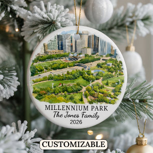 Personalised Millennium Park, Custom Illinois Ceramic Ornament