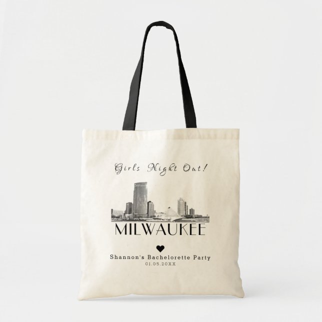 Personalised Milwaukee Bachelorette Party Tote Bag (Front)