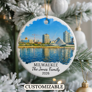 Personalised Milwaukee Ornament, Custom Wisconsin Ceramic Ornament
