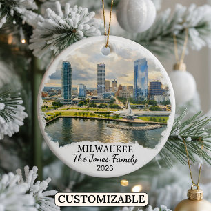 Personalised Milwaukee Ornament, Custom Wisconsin Ceramic Ornament