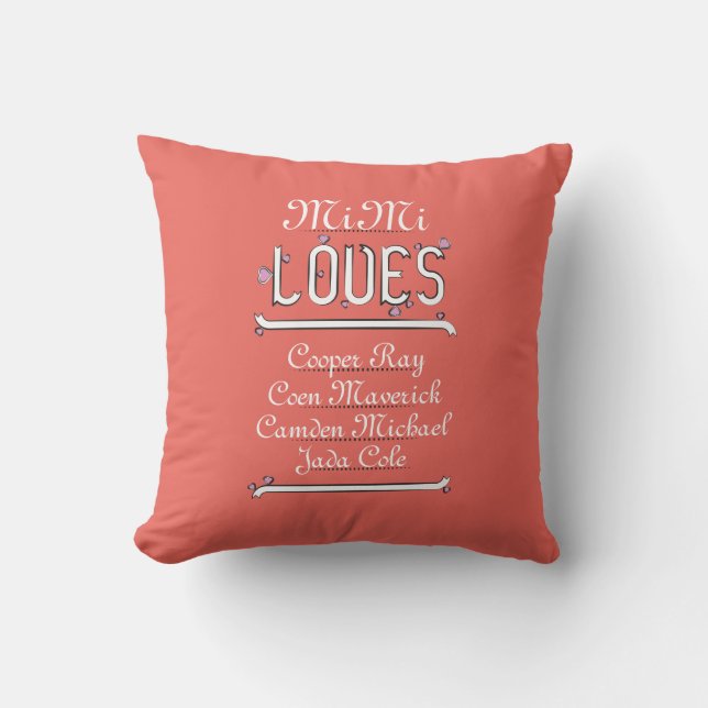 Personalised Mimi Loves Her 4 Grands Cushion (Front)
