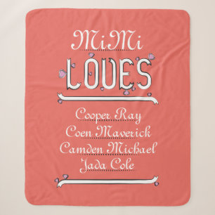 Personalised Mimi Loves Her 4 Grands Sherpa Blanket
