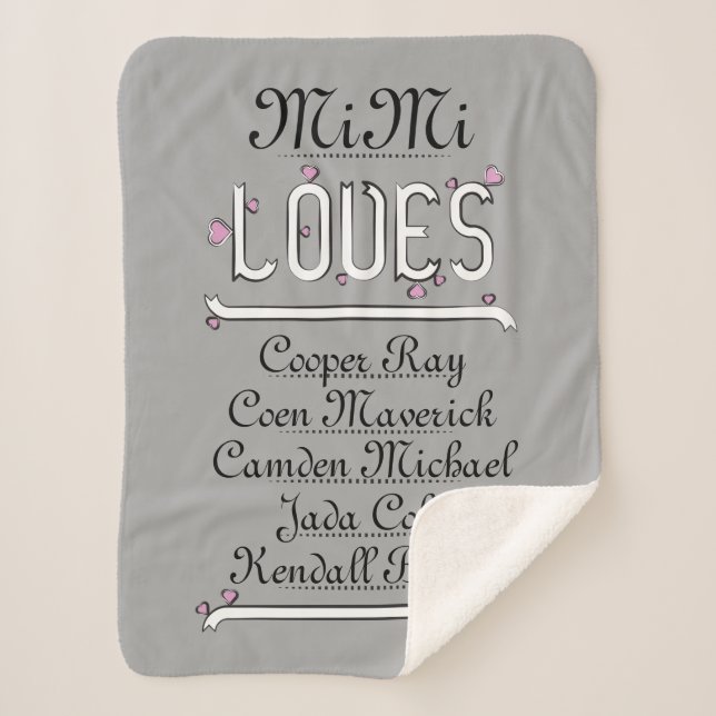 Personalised Mimi Loves Her Grands Sherpa Blanket (Front)