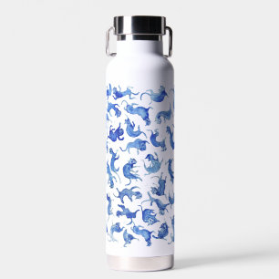 Personalised Ming Blue Floating Cats Water Bottle