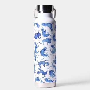 Personalised Ming Blue Floating Cats Water Bottle