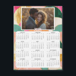 Personalised Mini 2025 Calendar | Family Photo<br><div class="desc">A cute little 2025 mini calendar to stick on your frig! Add your family photo and edit the text to put a holiday greeting in the personalise area. Background is modern abstract pink,  teal and gold.</div>