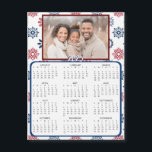 Personalised Mini 2025 Calendar | Family Photo<br><div class="desc">A cute little 2025 mini calendar to stick on your frig! Add your family photo and edit the text to put a holiday greeting in the personalise area. Background is burgundy and dark blue snowflakes.</div>