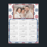 Personalised Mini 2025 Calendar | Family Photo<br><div class="desc">A cute little 2025 mini calendar to stick on your frig! Add your family photo and edit the text to put a holiday greeting in the personalise area. Background is burgundy and dark blue snowflakes.</div>