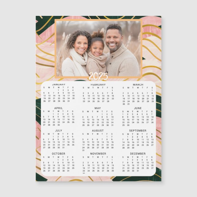 Personalised Mini Calendar | Family Photo Pink (Front)