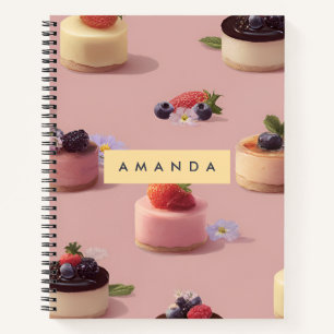 Personalised Mini Cheesecake Dessert Pattern Notebook