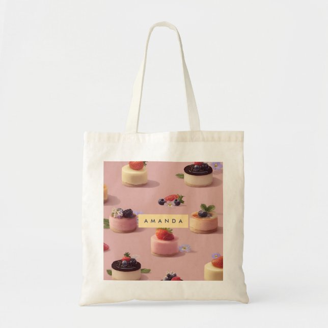 Personalised Mini Cheesecake Dessert Pattern Tote Bag (Front)