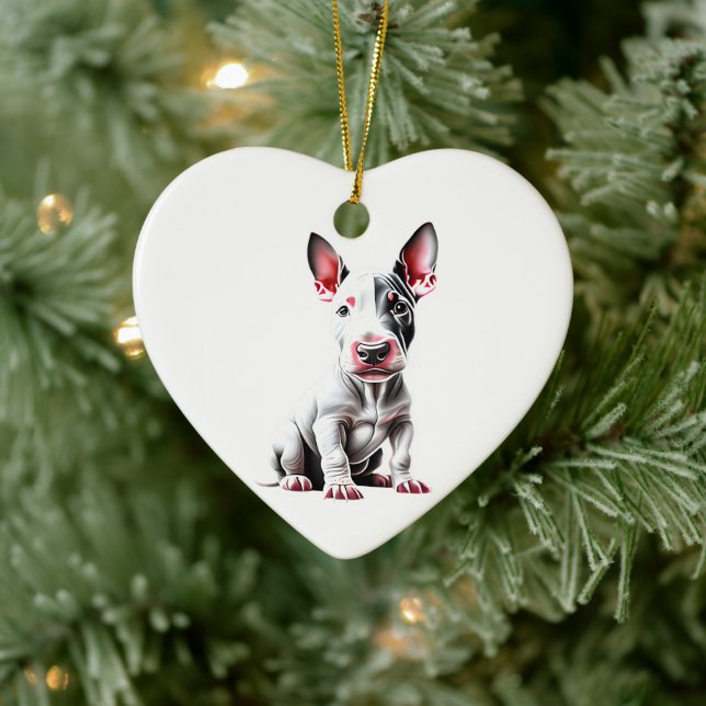 Personalised Miniature Bull Terrier Puppy Ceramic Ornament (Tree)