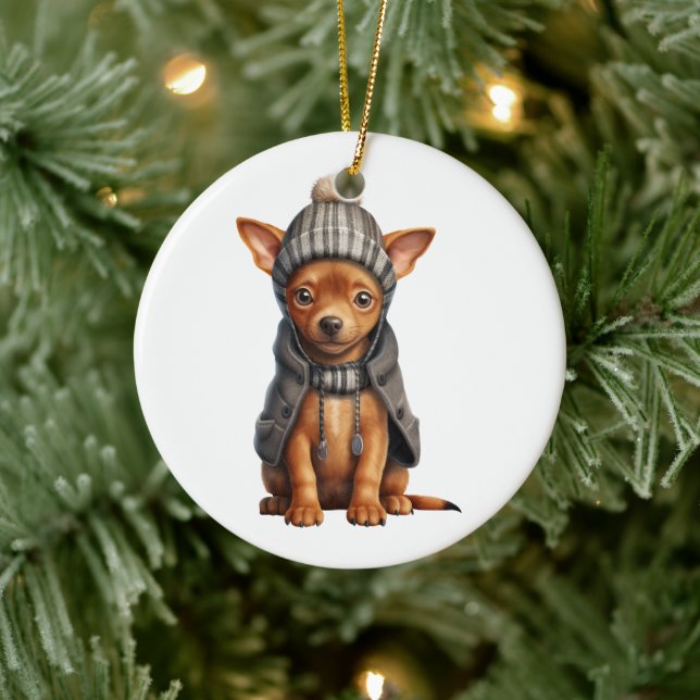 Personalised Miniature Pinscher Dog Ceramic Ornament (Tree)