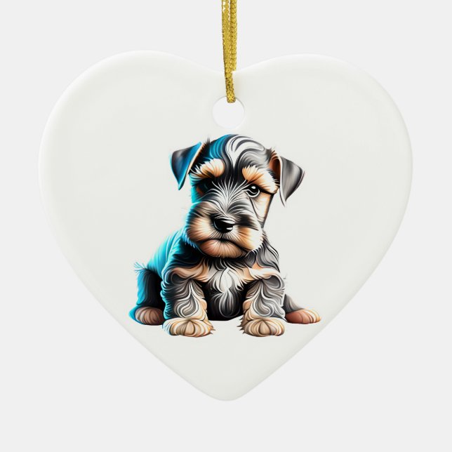 Personalised Miniature Schnauzer Puppy Ceramic Ornament (Front)