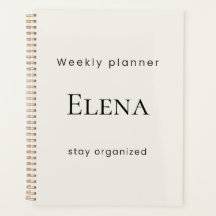Personalised Minimal Beige Weekly Planner