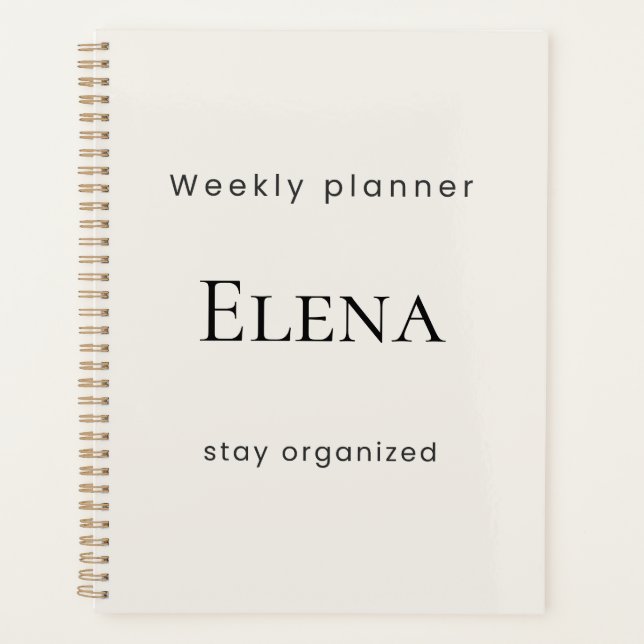 Personalised Minimal Beige Weekly Planner (Front)